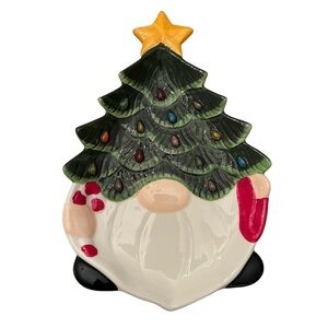 Holiday Gnome Christmas Tree Ceramic Serving Dish